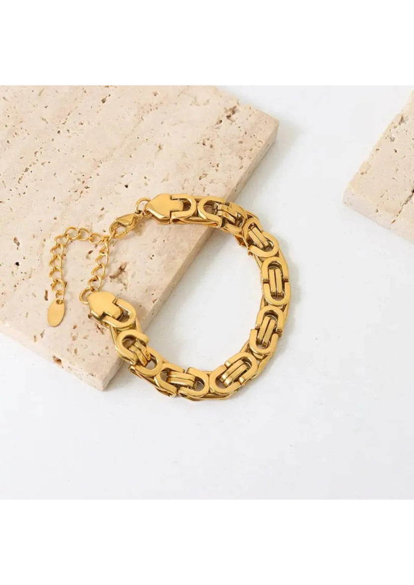 Stainless Steel Byzantine Link Chain Bracelet | Image 3