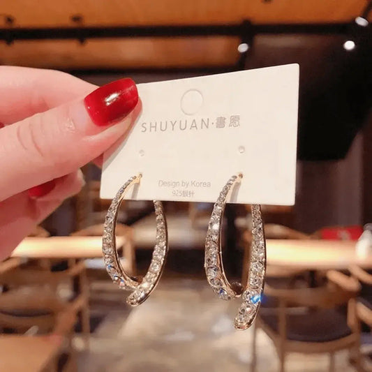 Crystal Oval Hoop Earrings
