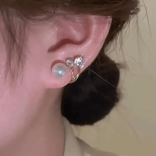 Pearl and Crystal Wrap Stud Earrings