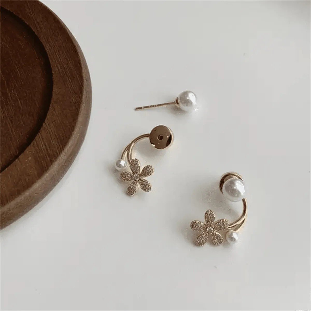 Pearl Daisy Ear Jacket Earrings, view 2