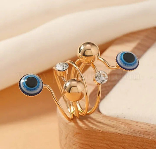 Gold-Plated Evil Eye Ring | PSE-M1075