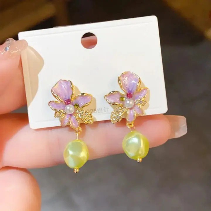 Faux Pearl Flower Stud Earrings PSE-M1093 PSE-M1093_03.jpeg