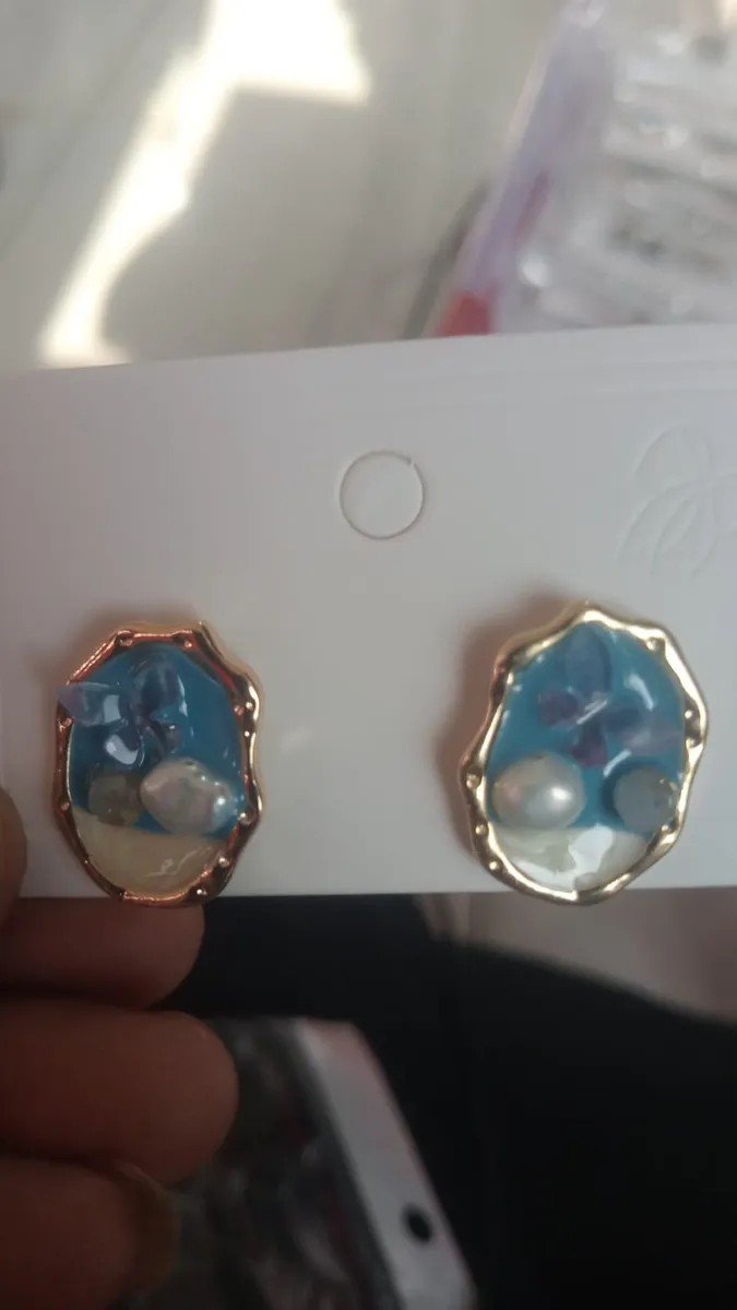 Enamel Oil Painting Ocean Stud Earrings | AUREX Korean-Inspired Earrings PSE-M1151 PSE-M1151_01.jpeg