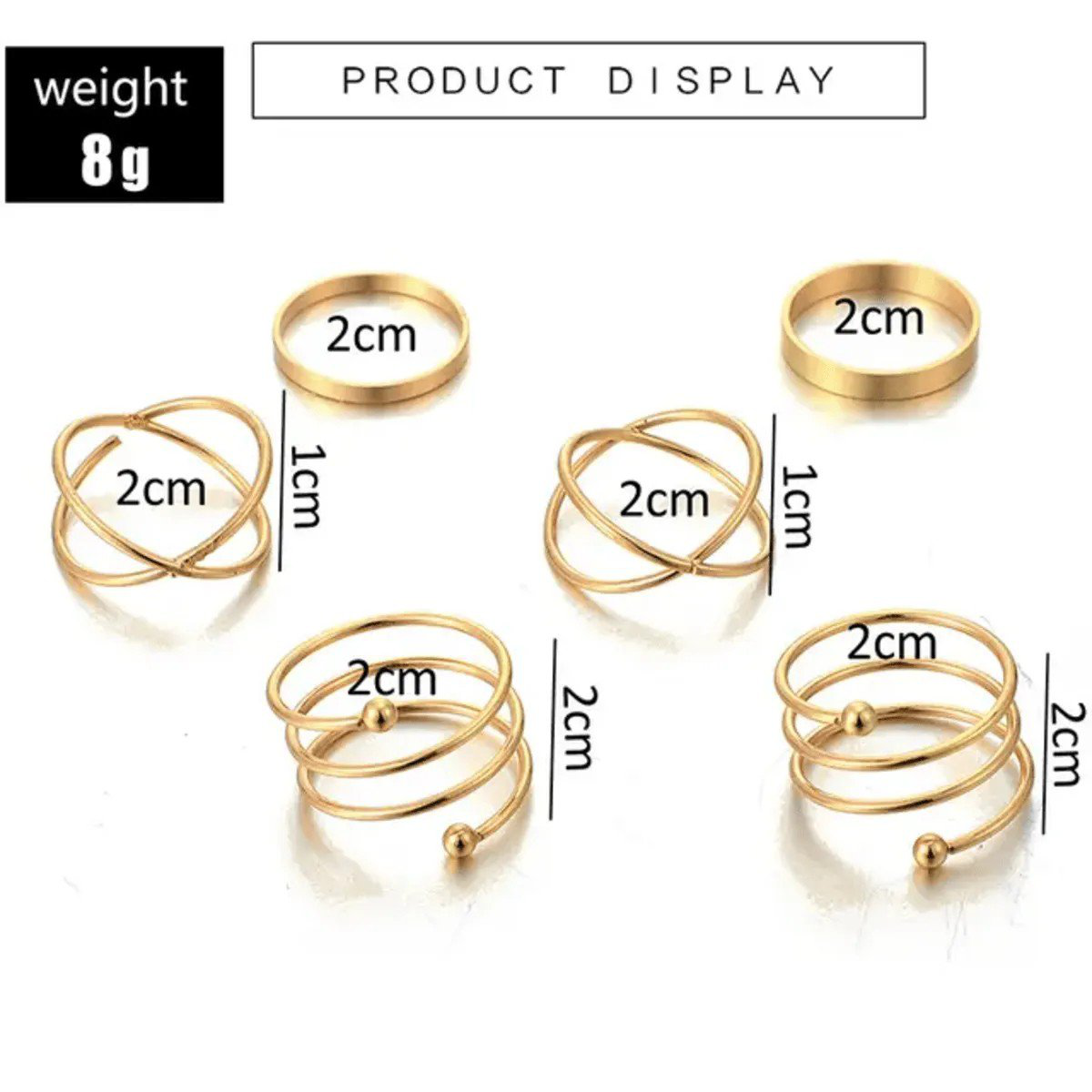 Gold Midi Rings Set of 6 | PSE-M119