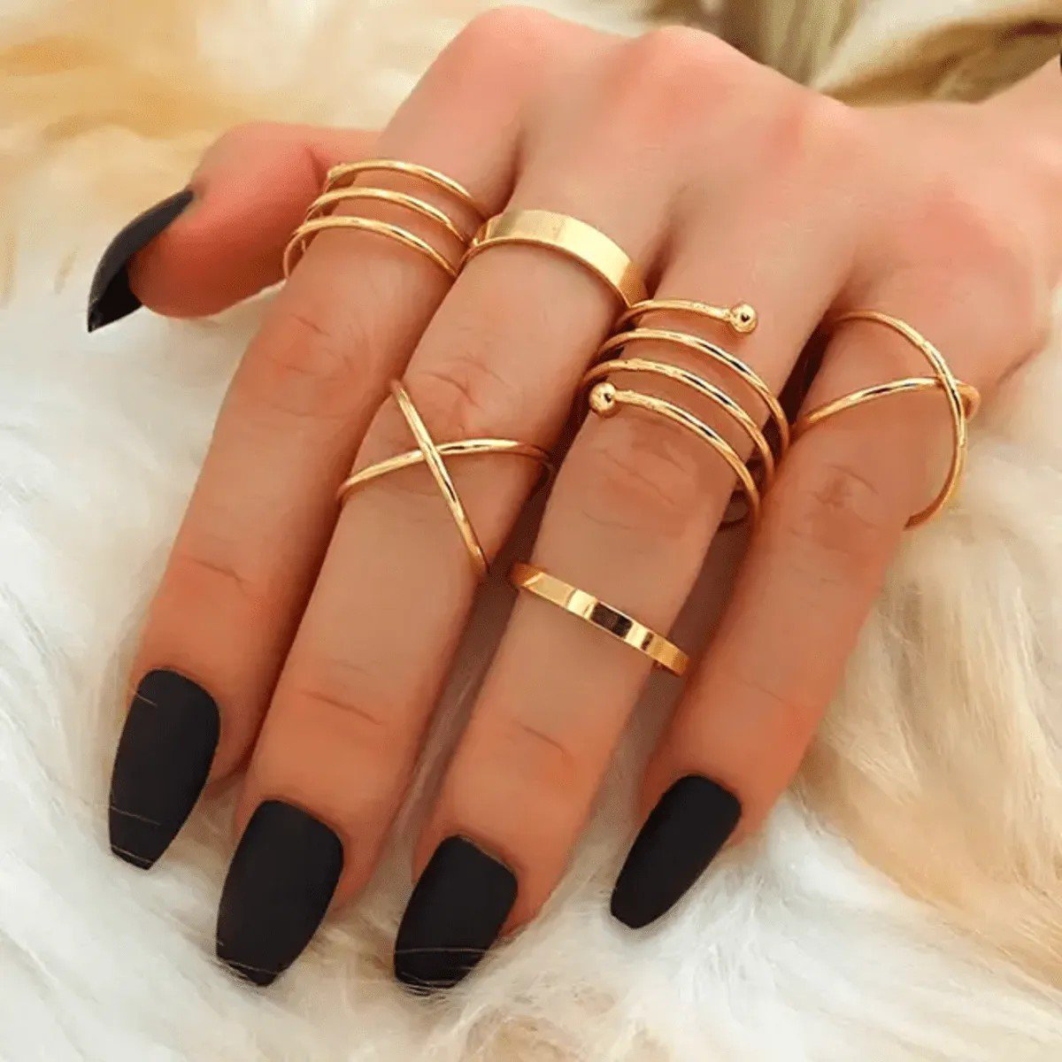 Gold Midi Rings Set of 6 | PSE-M119