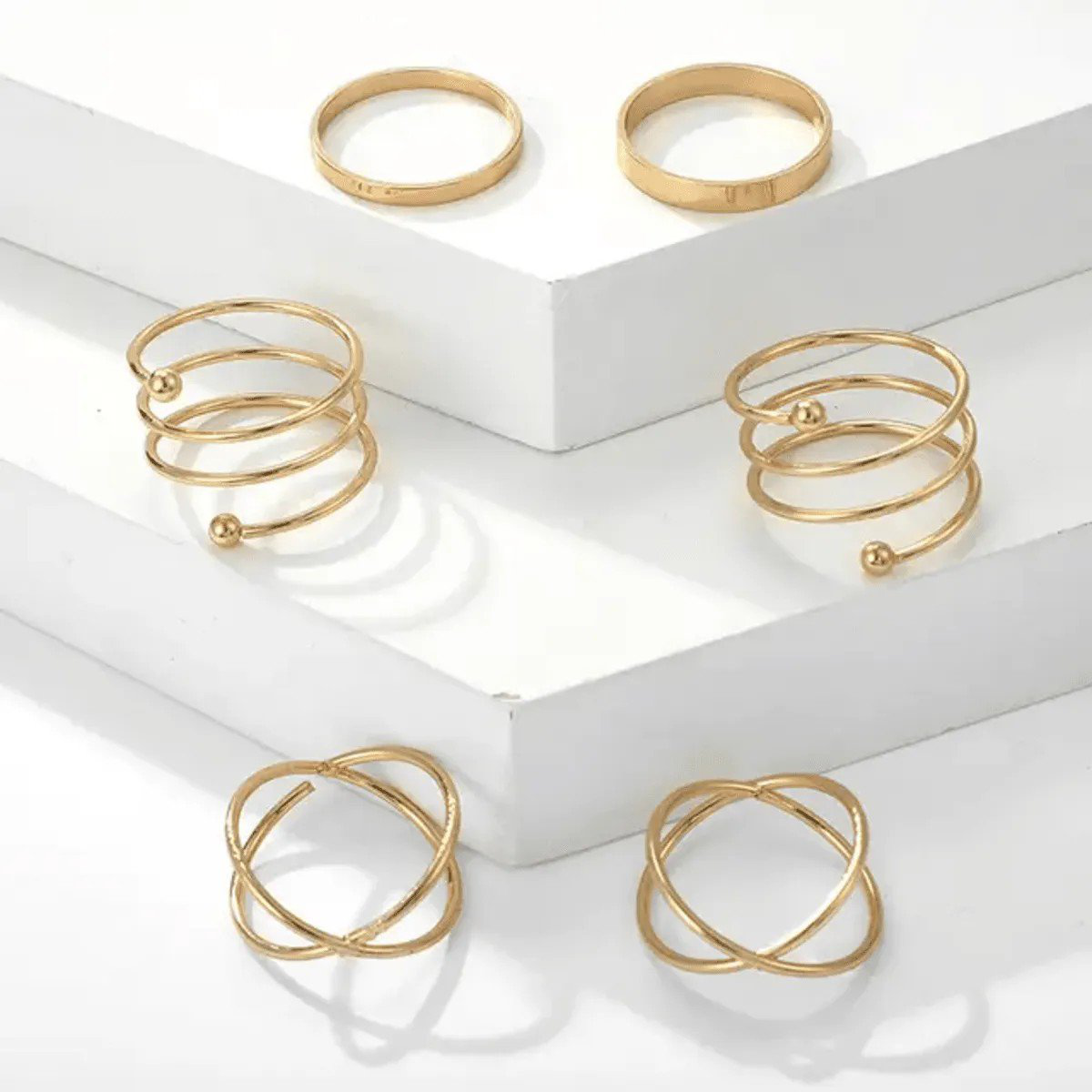 Gold Midi Rings Set of 6 | PSE-M119