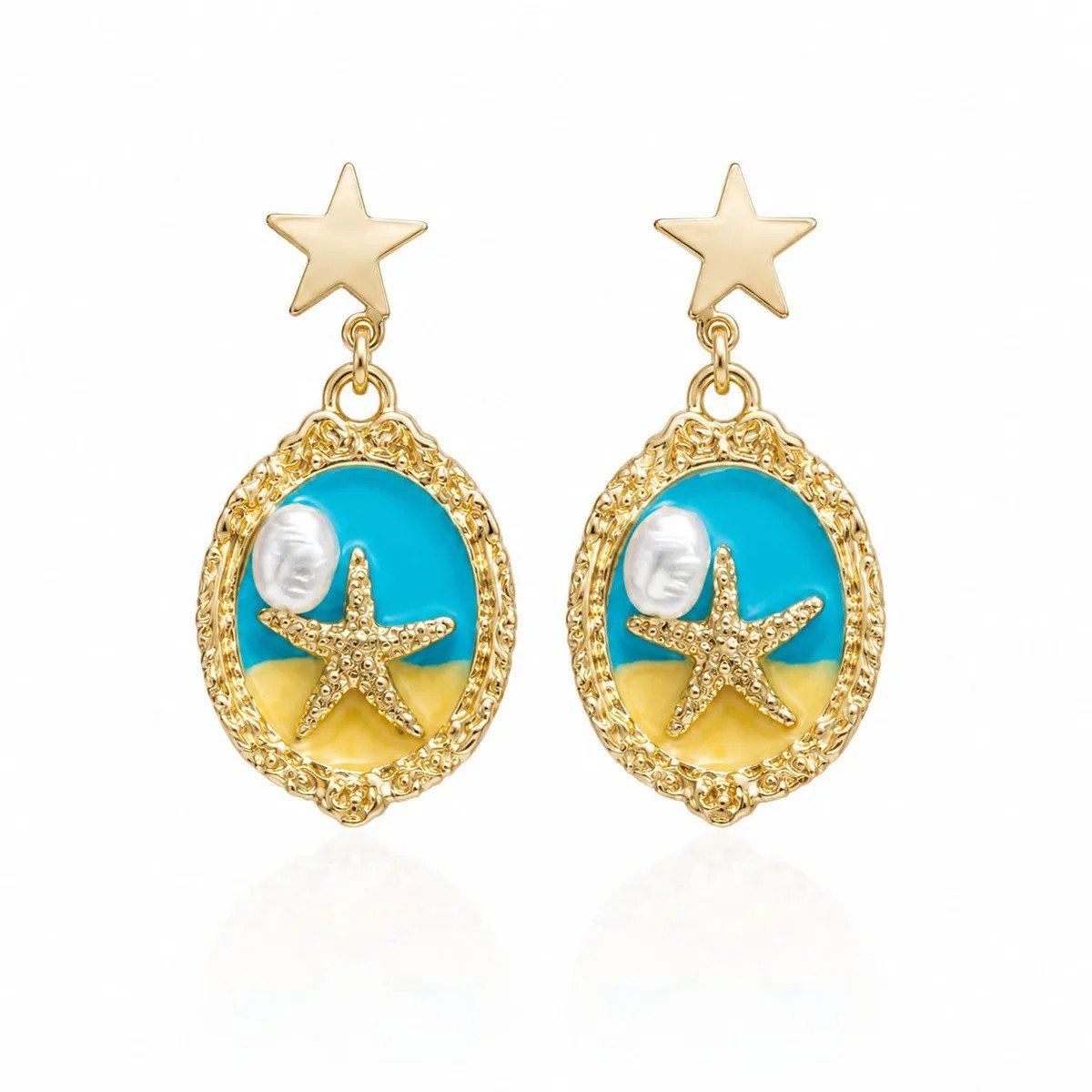 Oil Painting Style Vintage Earrings | AUREX Korean-Inspired Earrings PSE-M1268 PSE-M1268_02.jpeg