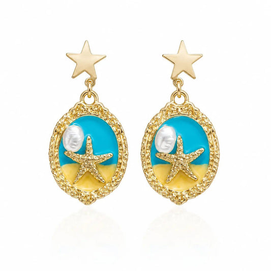 Oil Painting Style Vintage Earrings | AUREX Korean-Inspired Earrings PSE-M1268 PSE-M1268_02.jpeg