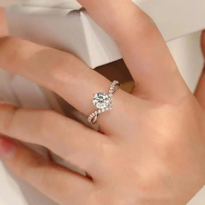 Korean Stylish Moissanite V Crown Wedding Promise Adjustable Finger Ring | PSE-M1324