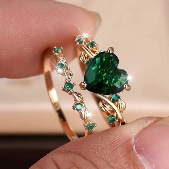 Green Zircon Stone Ring Set | PSE-M1333