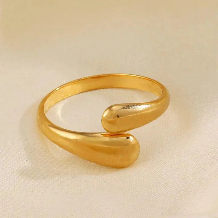 Open Stainless Steel Gold-Plated Ring | PSE-M1352
