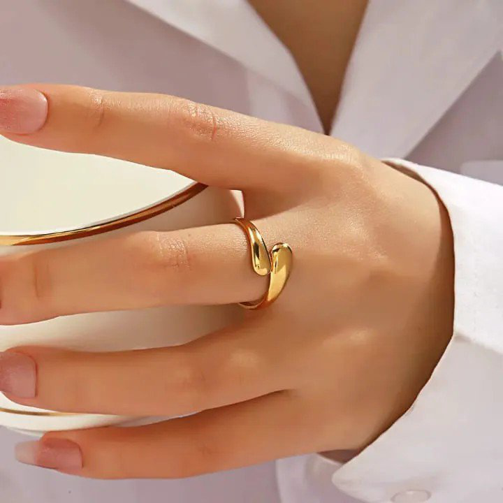 Open Stainless Steel Gold-Plated Ring | PSE-M1352