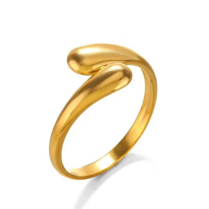 Open Stainless Steel Gold-Plated Ring | PSE-M1352