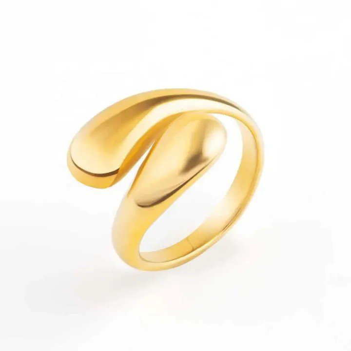 Open Stainless Steel Gold-Plated Ring | PSE-M1352