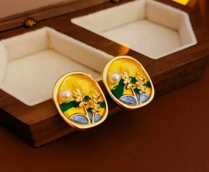 Flowers Pearl Stud Earrings | AUREX Korean-Inspired Earrings PSE-M1400 PSE-M1400_02.jpeg