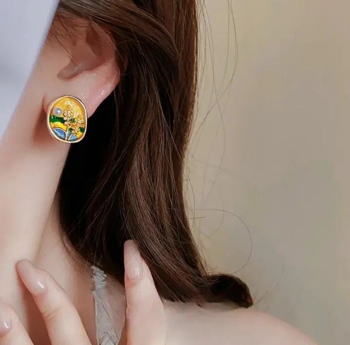 Flowers Pearl Stud Earrings | AUREX Korean-Inspired Earrings PSE-M1400 PSE-M1400_03.jpeg
