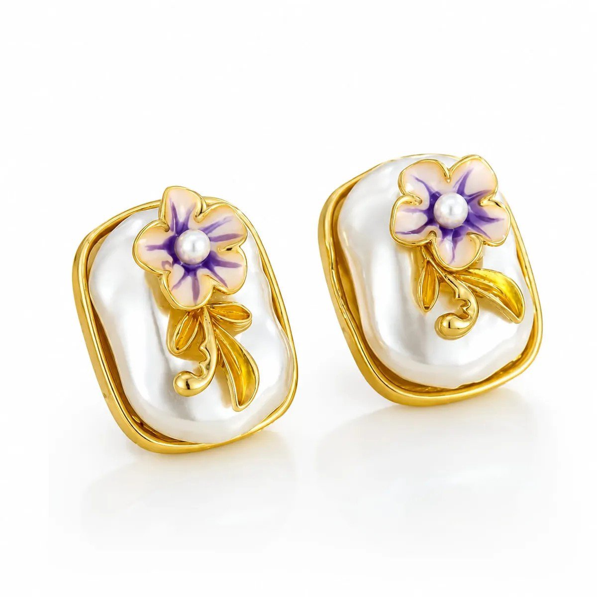 Floral Pearl Unique Luxurious Sophisticated Stud Earrings | AUREX Korean-Inspired Earrings PSE-M1437 PSE-M1437_01.jpeg