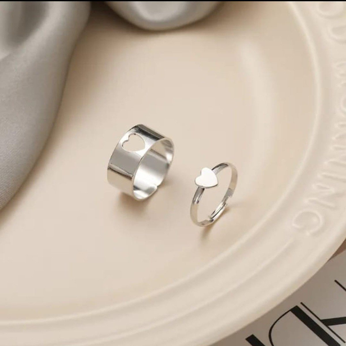 Silver Color Heart Shape Rings | PSE-M197