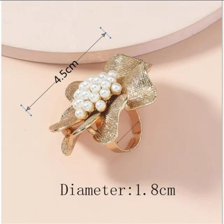 Elegant Pearl Flower Ring | PSE-M392