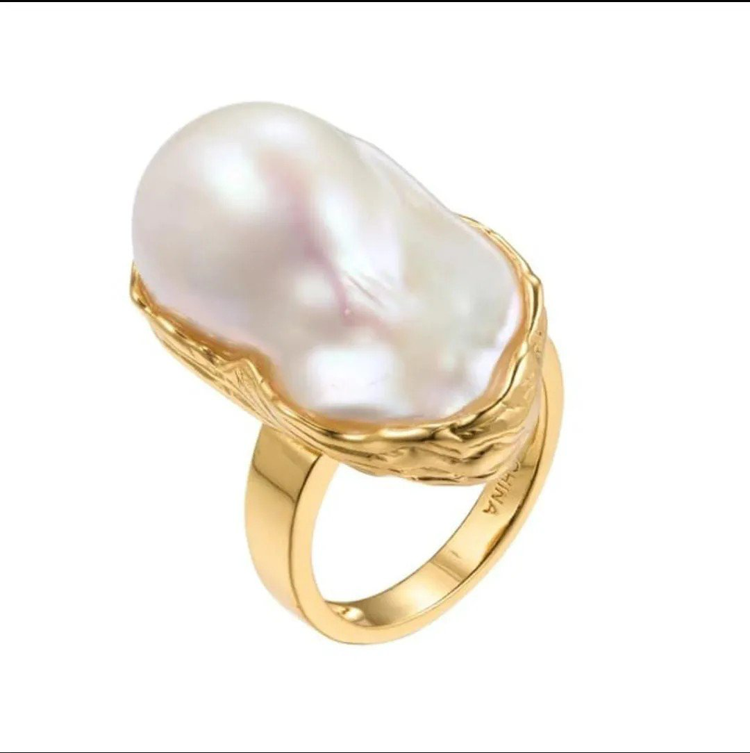 Oval Pearl Ring Gold-Plated | PSE-M406