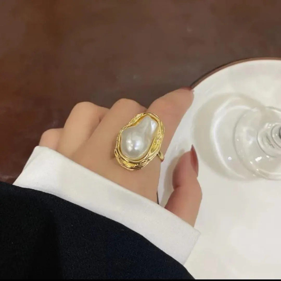 Oval Pearl Ring Gold-Plated | PSE-M406
