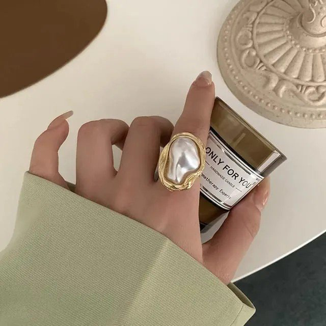Oval Pearl Ring Gold-Plated | PSE-M406