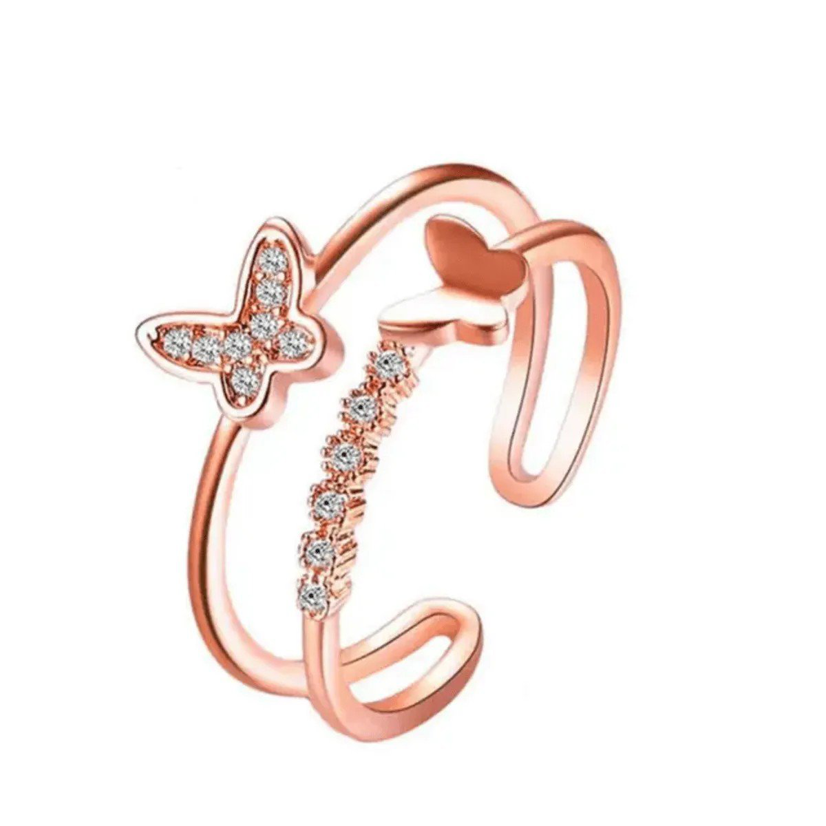 Butterfly Rose Gold Adjustable Ring | PSE-M472