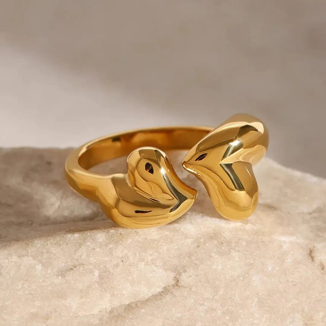 Adjustable Heart Stainless Steel Ring | PSE-M569