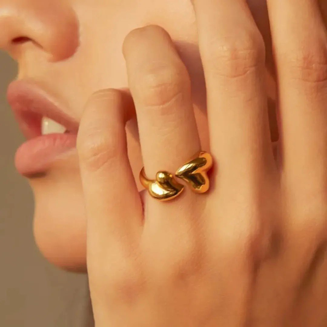 Adjustable Heart Stainless Steel Ring | PSE-M569