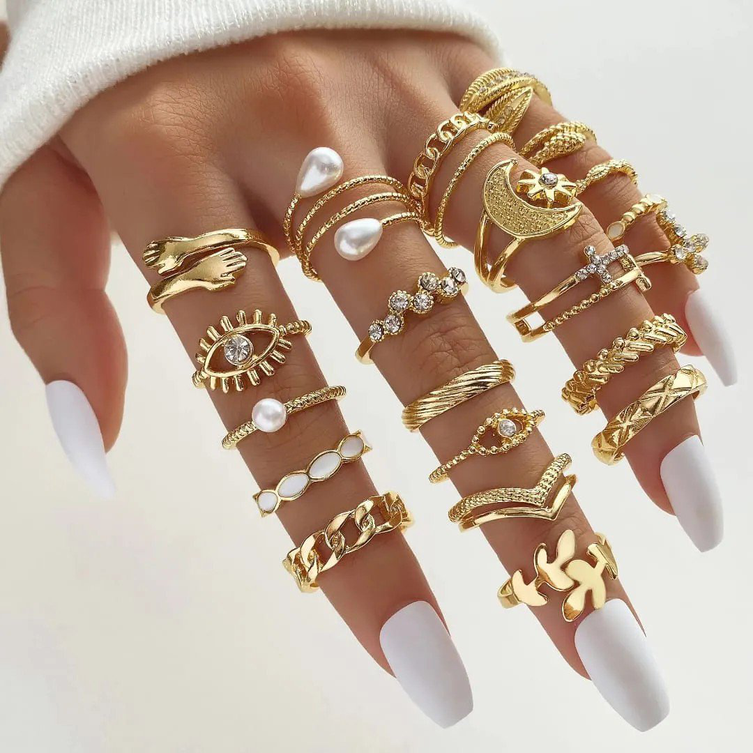 Set of 23 Gold-Plated Stackable Rings | PSE-M616