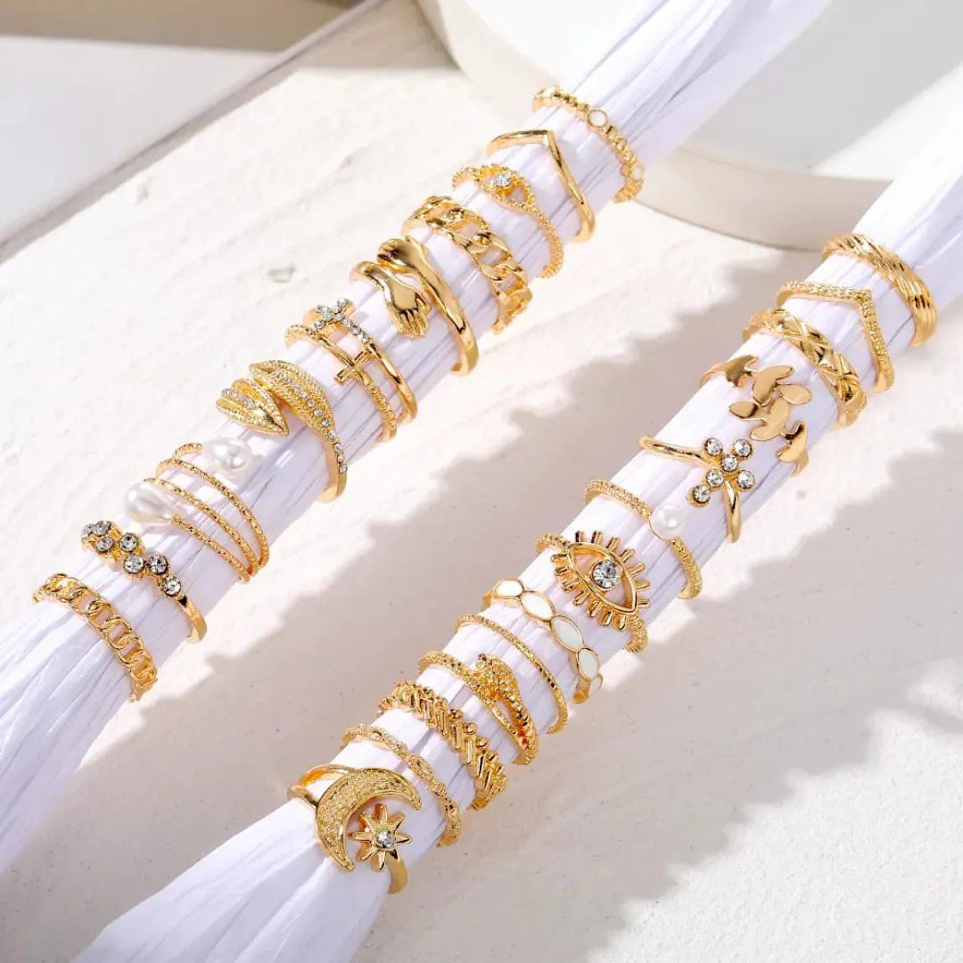 Set of 23 Gold-Plated Stackable Rings | PSE-M616