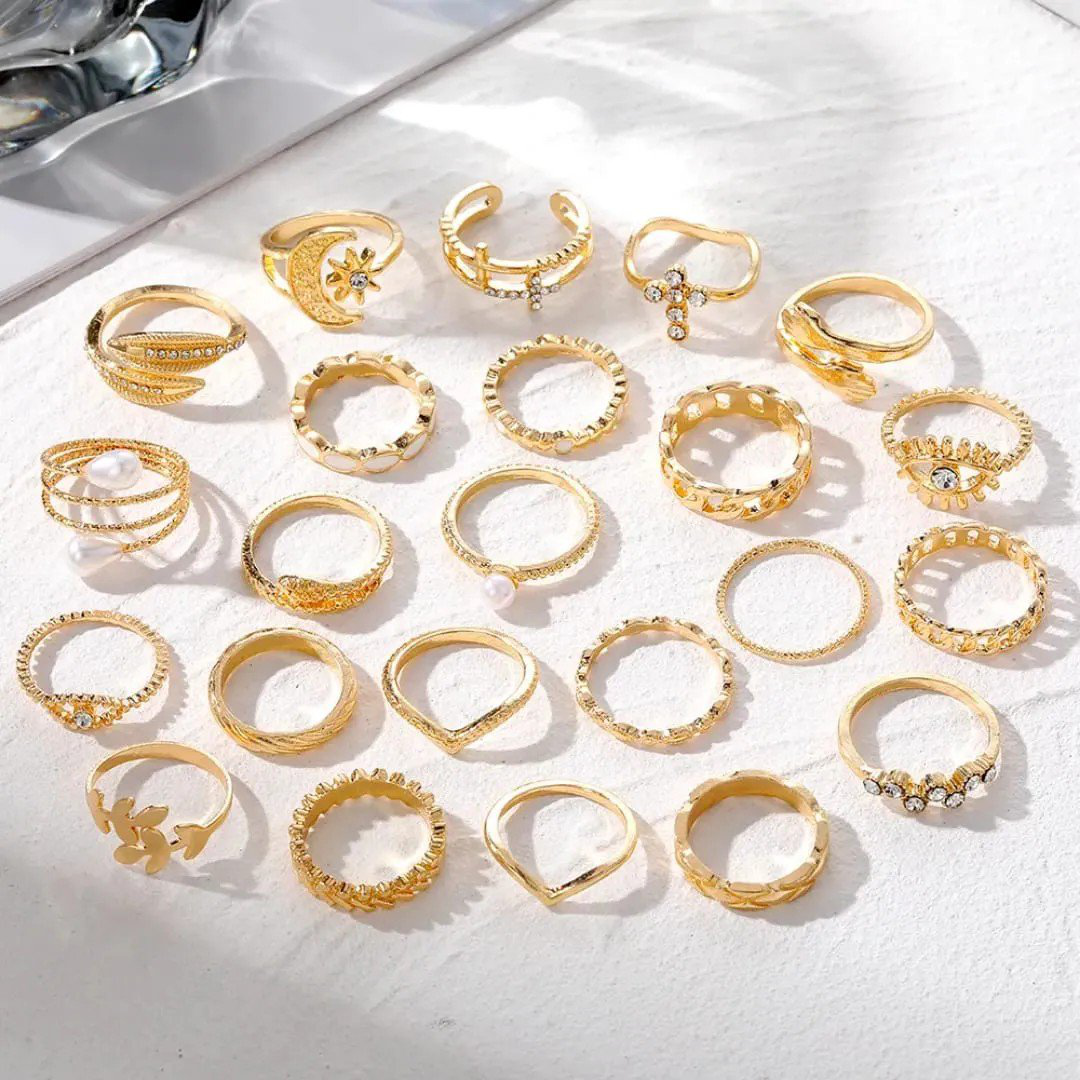 Set of 23 Gold-Plated Stackable Rings | PSE-M616