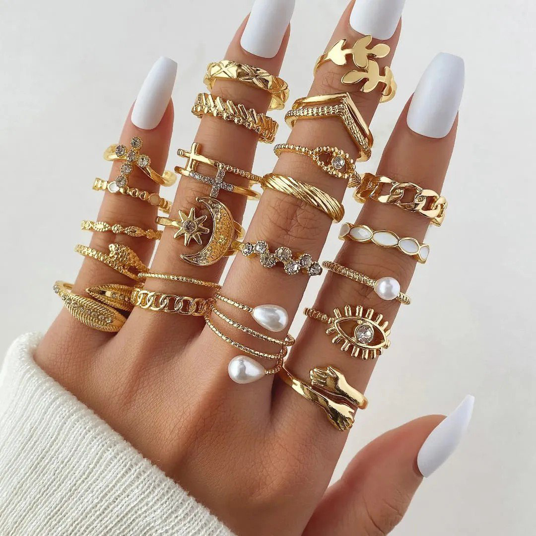 Set of 23 Gold-Plated Stackable Rings | PSE-M616