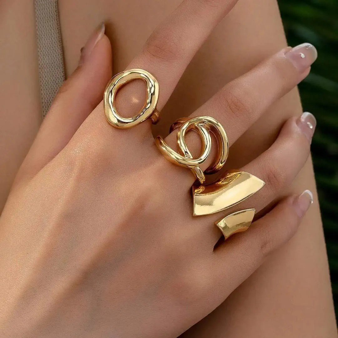 Set of 3 Gold-Plated Finger Rings | PSE-M627