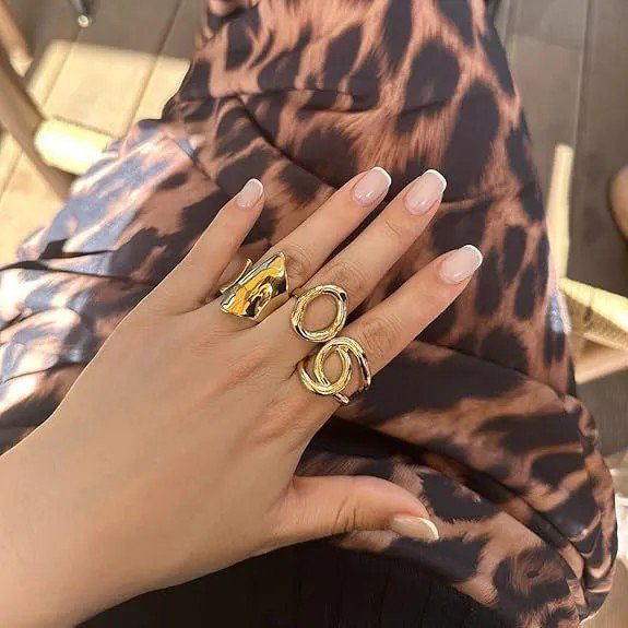 Set of 3 Gold-Plated Finger Rings | PSE-M627