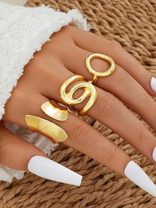 Set of 3 Gold-Plated Finger Rings | PSE-M627