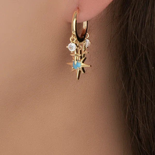 Elegant Four-Pointed Star Earrings PSE-M685 PSE-M685_01.jpeg