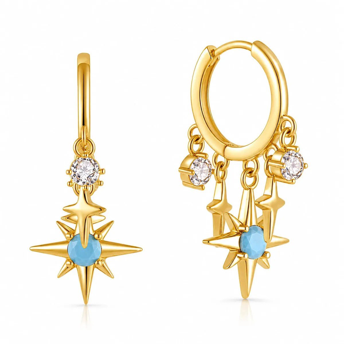 Elegant Four-Pointed Star Earrings PSE-M685 PSE-M685_02.jpeg