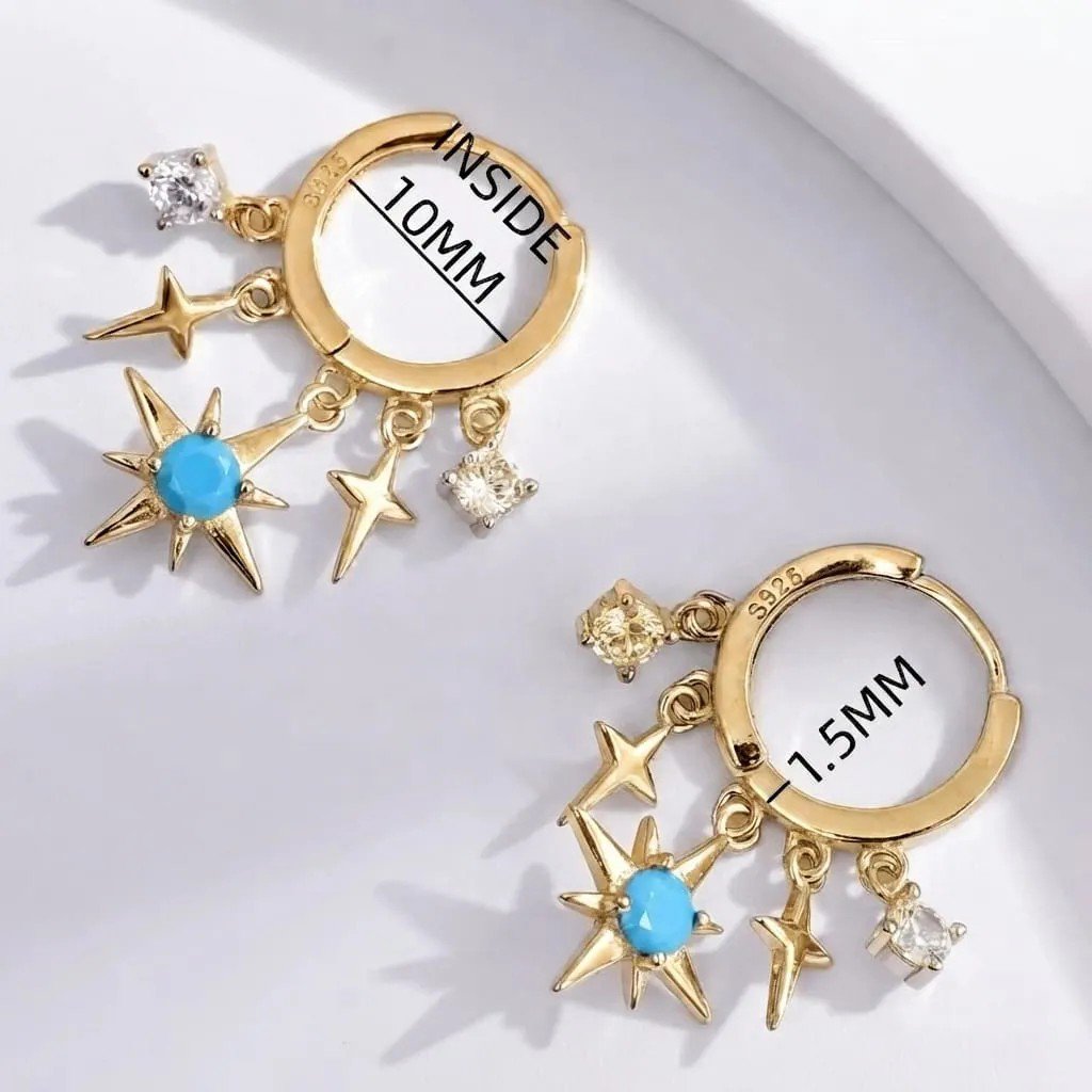 Elegant Four-Pointed Star Earrings PSE-M685 PSE-M685_04.jpeg