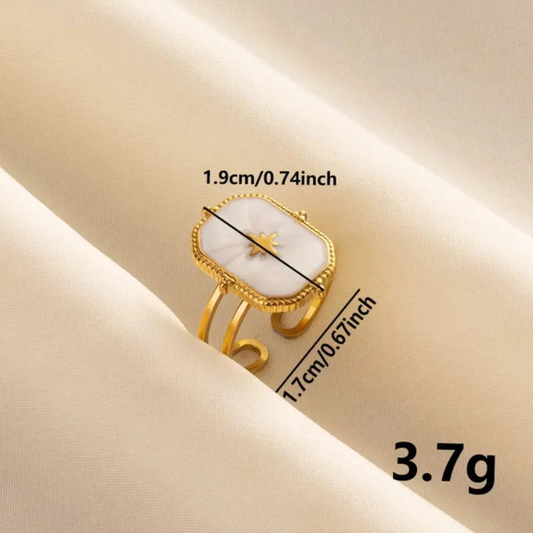 Octagon with Star Wide Band Open Ring | PSE-M736