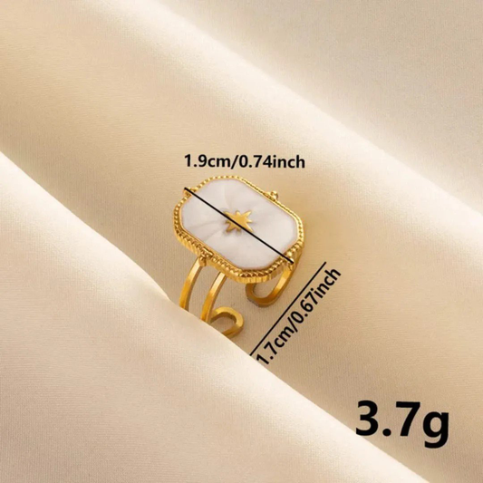 Octagon with Star Wide Band Open Ring | PSE-M736