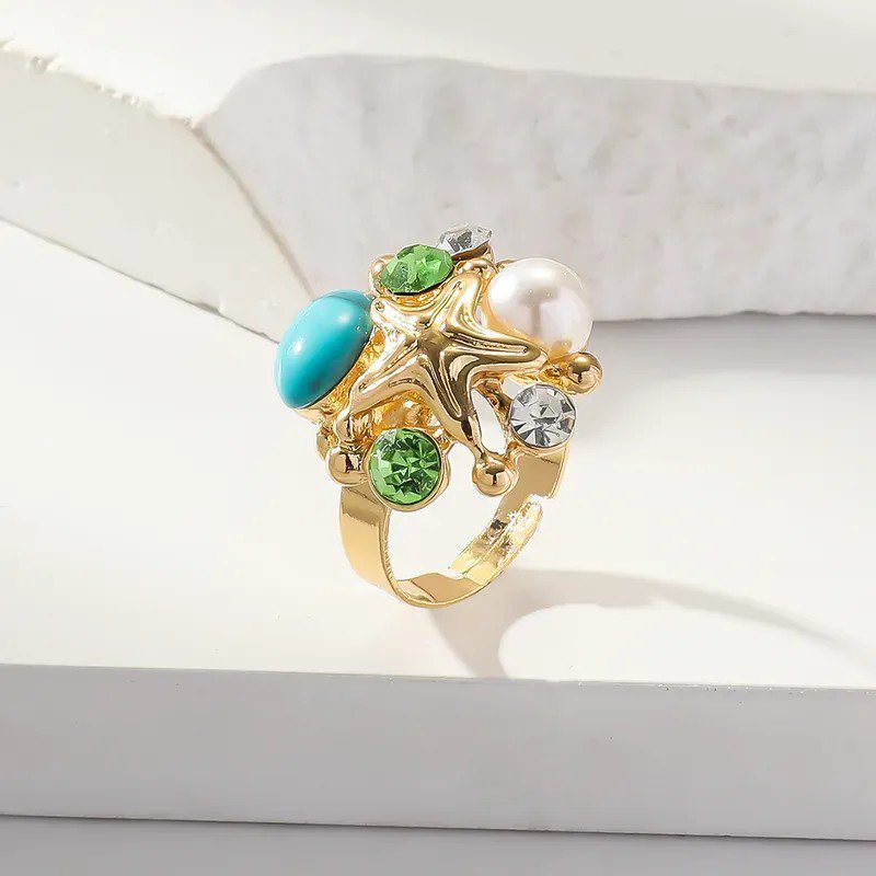 Ocean Pattern Marine Style Open Ring | PSE-M869
