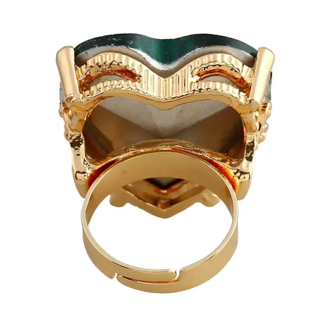 Dark Green Heart-Shaped Cocktail Ring | PSE-M871