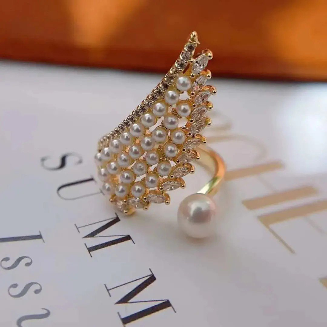 Gold-Tone Wing Shape Adjustable Finger Ring | PSE-M879