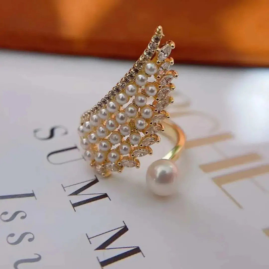 Gold-Tone Wing Shape Adjustable Finger Ring | PSE-M879
