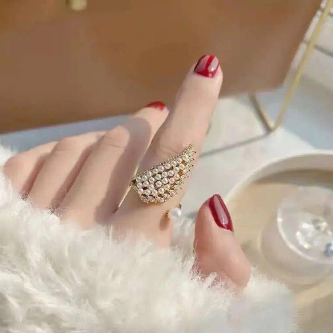 Gold-Tone Wing Shape Adjustable Finger Ring | PSE-M879