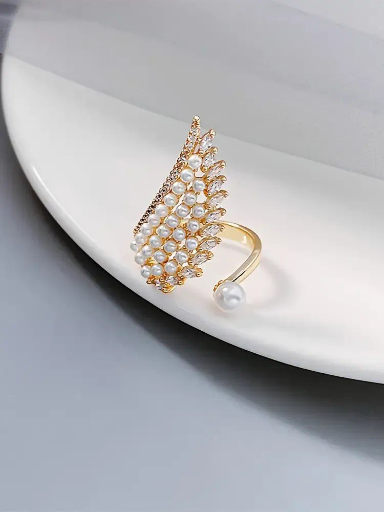 Gold-Tone Wing Shape Adjustable Finger Ring | PSE-M879