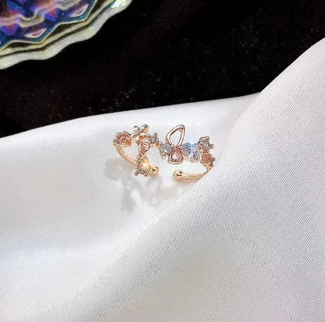 Floral Double-Layer Open Ring | PSE-M928