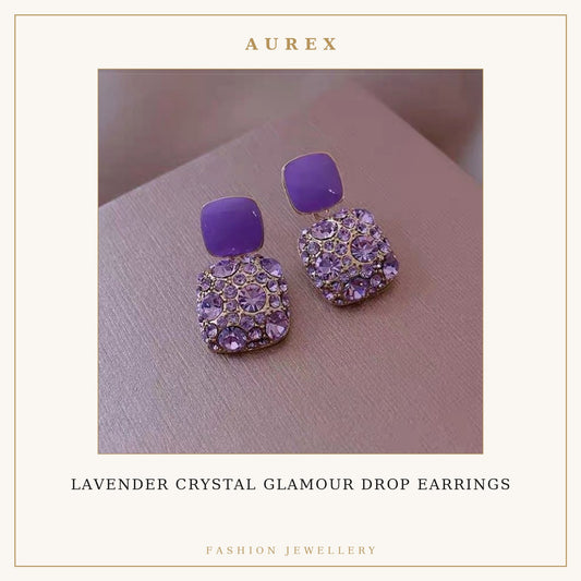 Lavender Crystal Glamour Drop Earrings