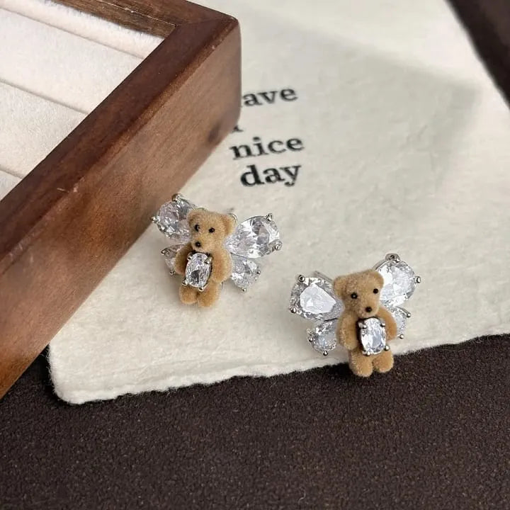 Crystal Teddy Bear Statement Earrings M1350